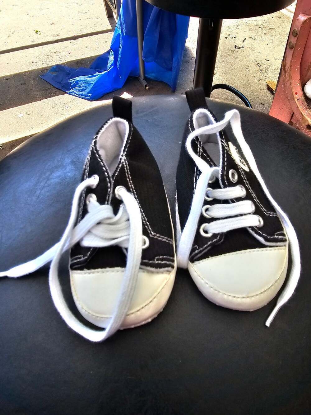 Build A Bear Baby Black and White High Top Laced Sneakers